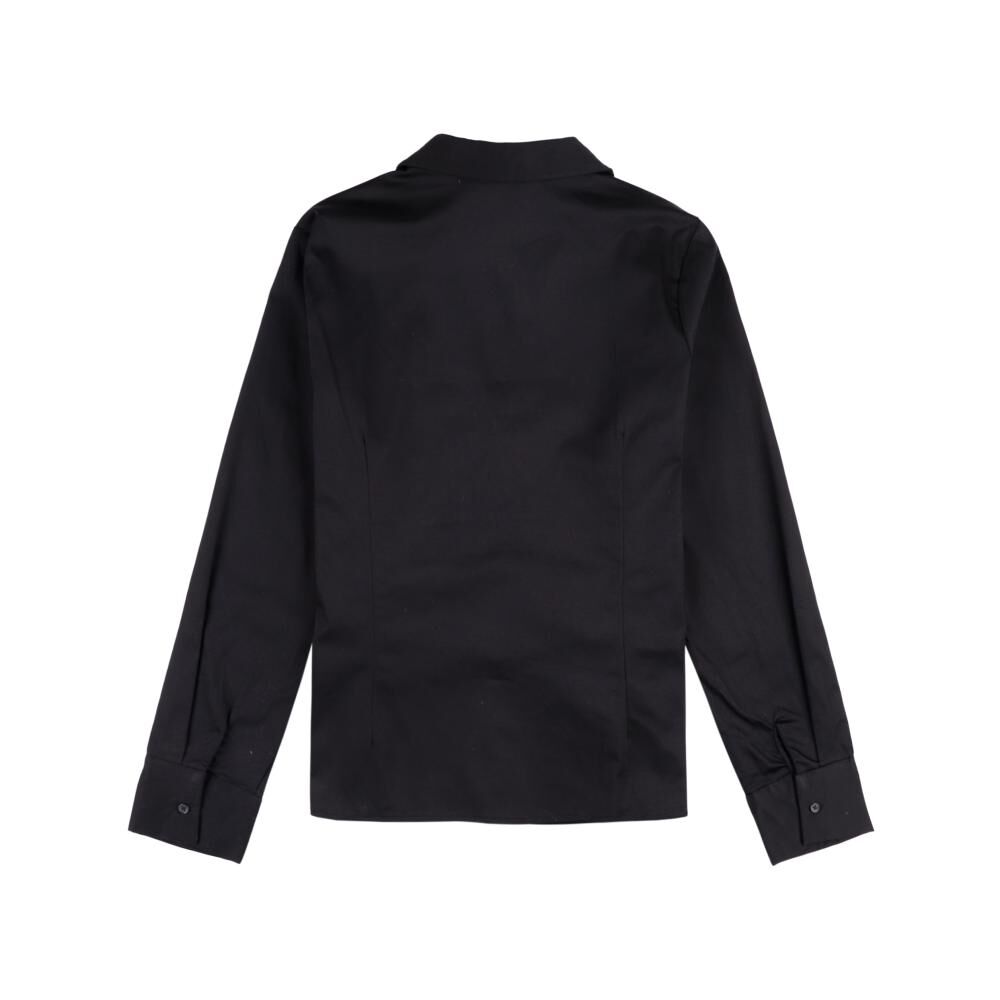 Blusa Lisa Con Aplicación Manga Larga Cuello Camisero Mujer Kimera image number 1.0