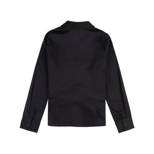 Blusa Lisa Con Aplicaci&oacute;n Manga Larga Cuello Camisero Mujer Kimera