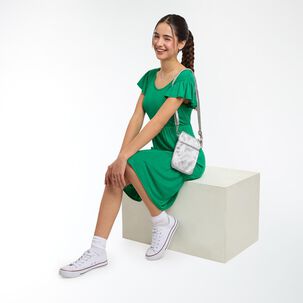 Vestido Manga Corta Con Vuelos Cuello Redondo Mujer Freedom