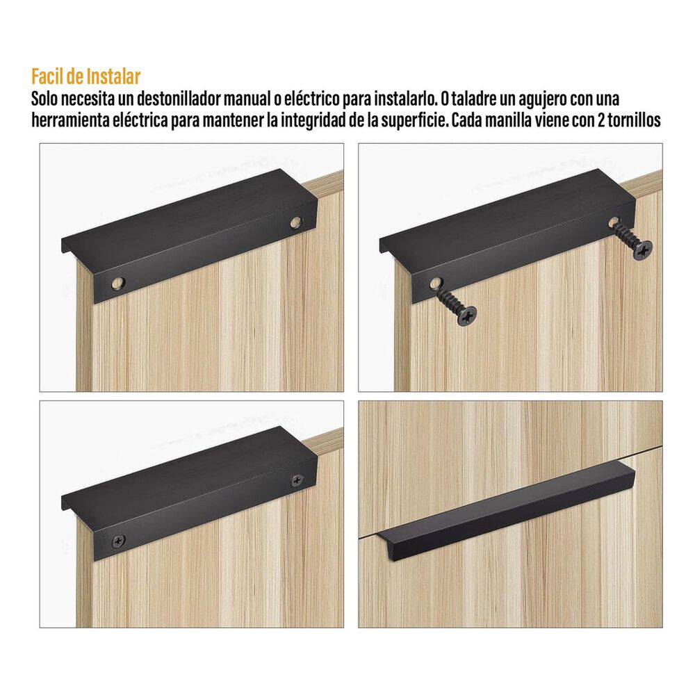 Tiradores Manilla Negro 15cm 10 Unid Aluminio Duradero image number 5.0