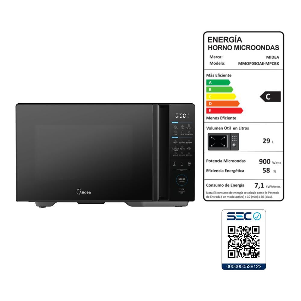 Microondas Midea MMOP03OAE-MPCBK / 29 Litros / 900W image number 5.0