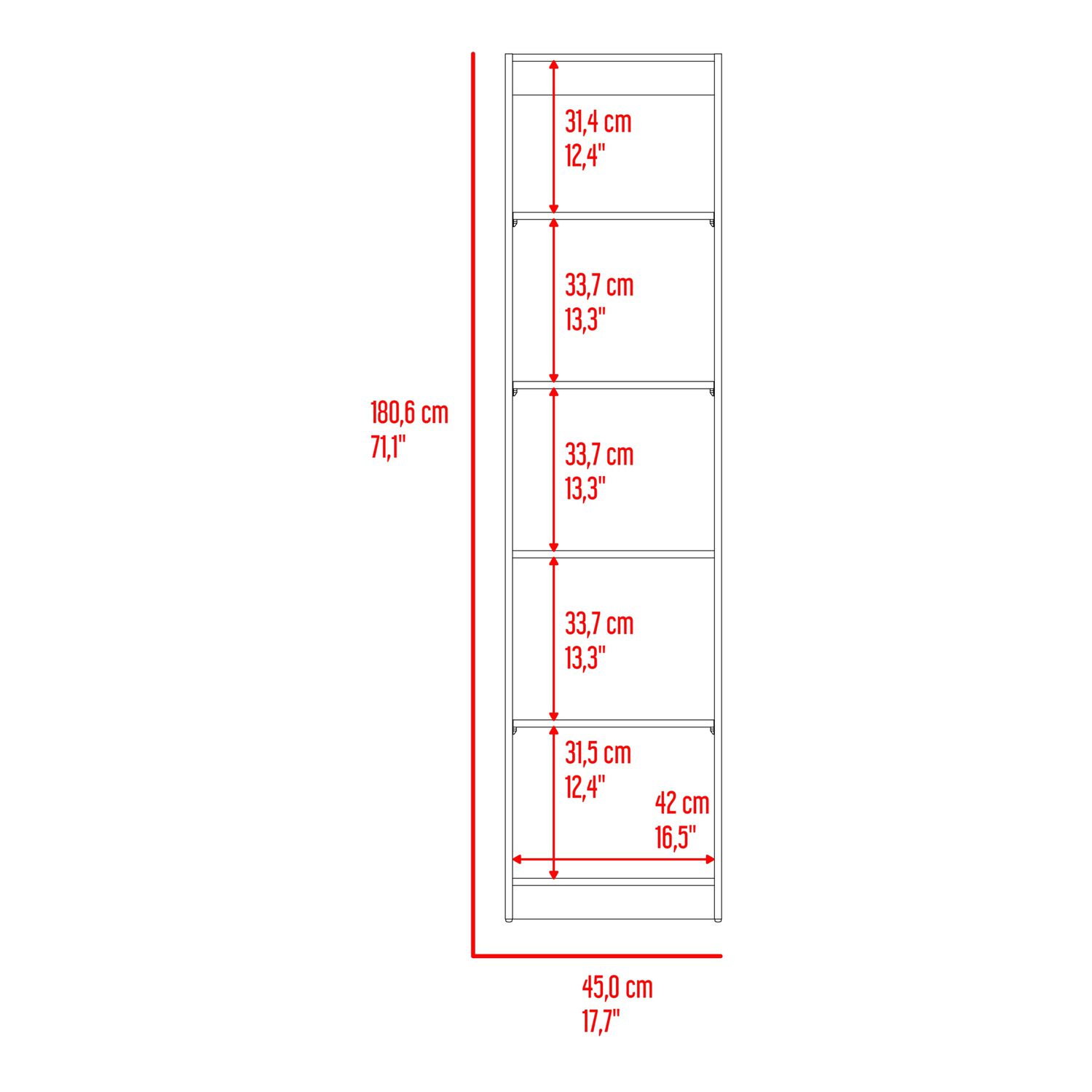 Estante Organizador 5 Niveles Negro Y Cafe 180,6x45x29,9 Cm image number 6.0