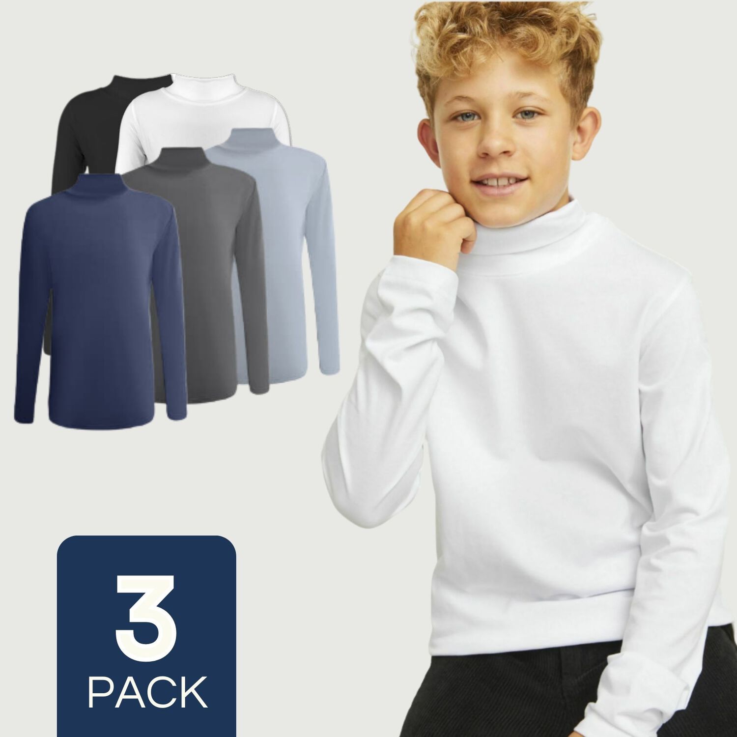 Pack 3 Camisetas Poleras Beatle Bamb&uacute; Manga Larga Ni&ntilde;o Primera Capa Surtido image number 0.0