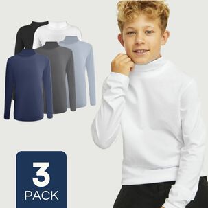 Pack 3 Camisetas Poleras Beatle Bamb&uacute; Manga Larga Ni&ntilde;o Primera Capa Surtido