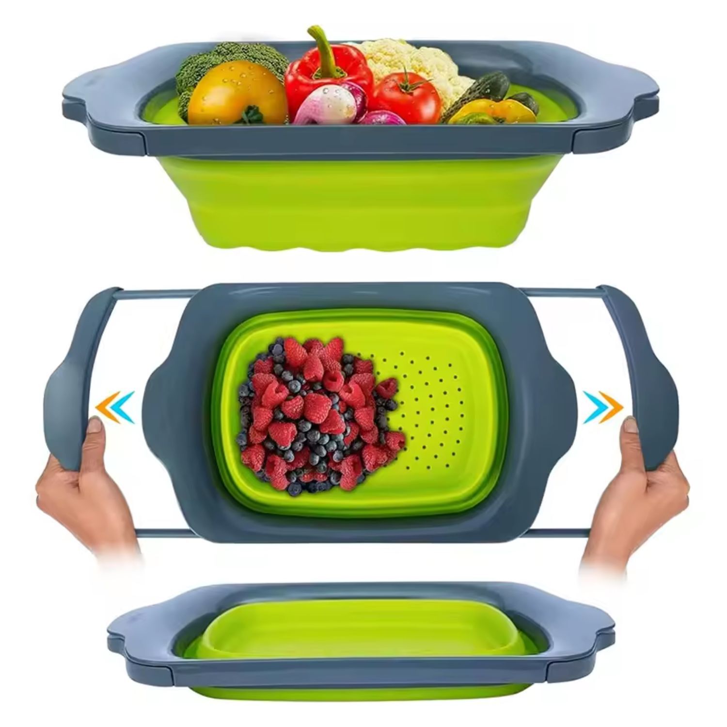 Colador Extensible Plegable Verde 39cm De Cocina Ideal image number 1.0