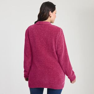 Tapado Chenille Abotonado Manga Larga Mujer Sexy Large