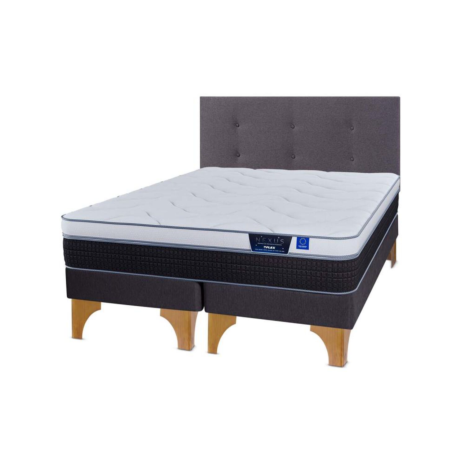 Cama Europea Flex Nexus / 2 Plazas / Base Dividida + Respaldo image number 1.0