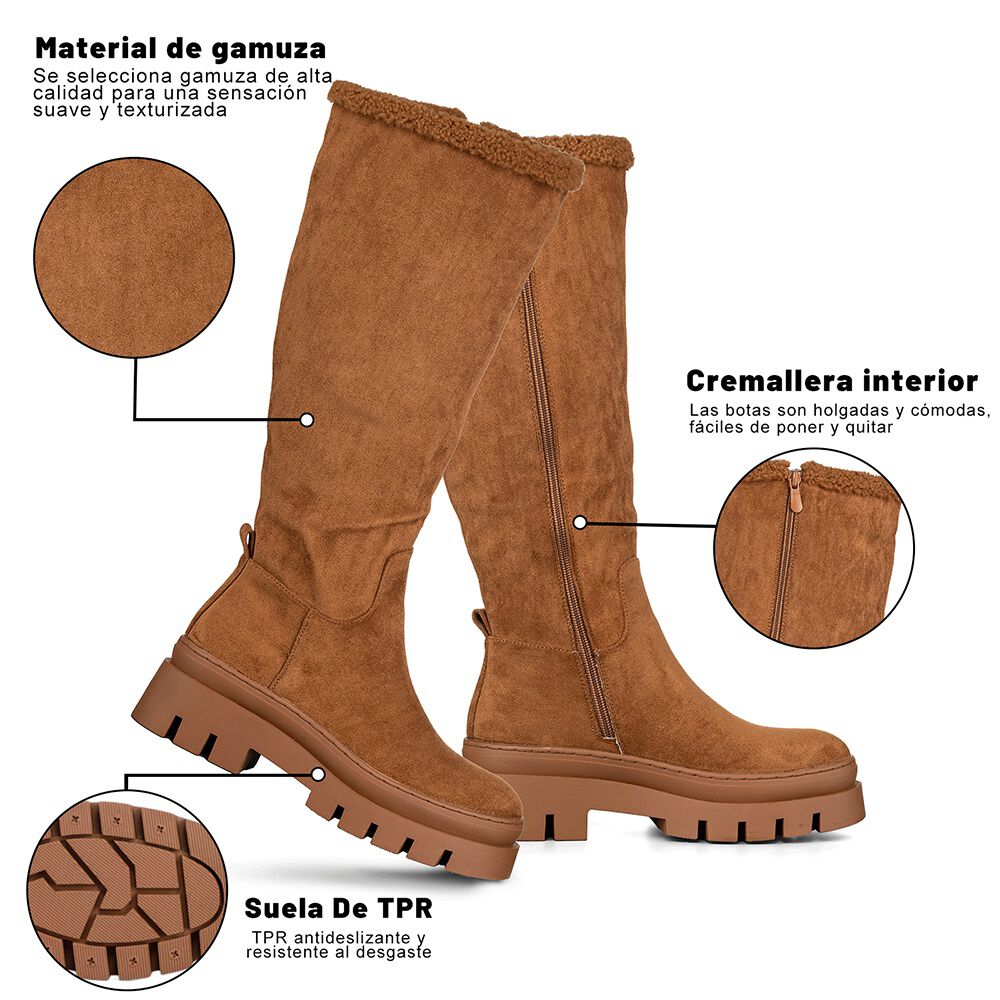 Botas Largas Mujer Casual Moda Gamuza Plataforma Weide Hx511 image number 7.0