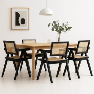 Pack De 4 Sillas Chandigarh De Madera - Negras