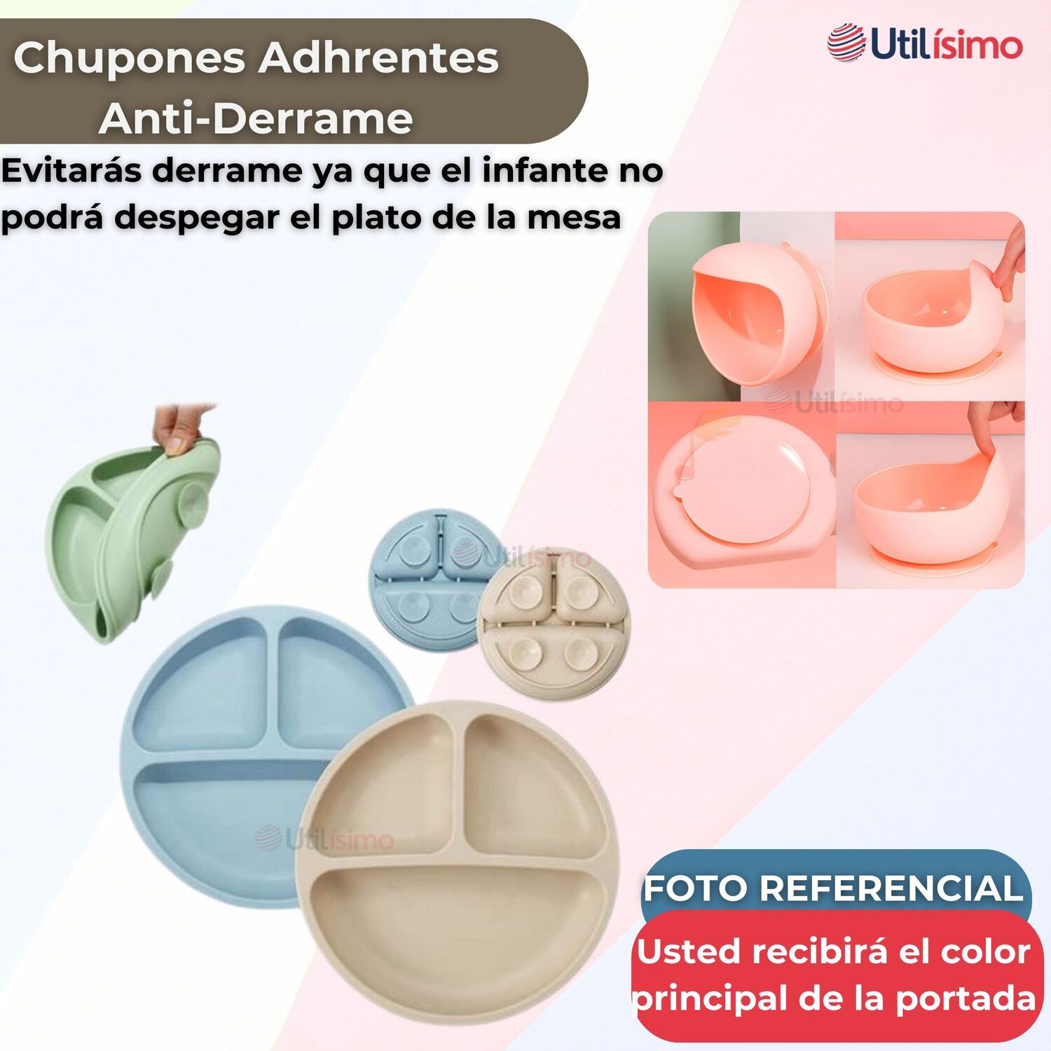 Set De Alimentaci&oacute;n Beb&eacute; Silicona 5 Piezas De Osito Libre Bpa Color Beige image number 2.0
