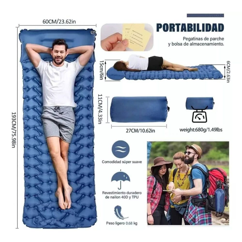 Colchon Inflable Plegable Para Camping Outdoor image number 1.0