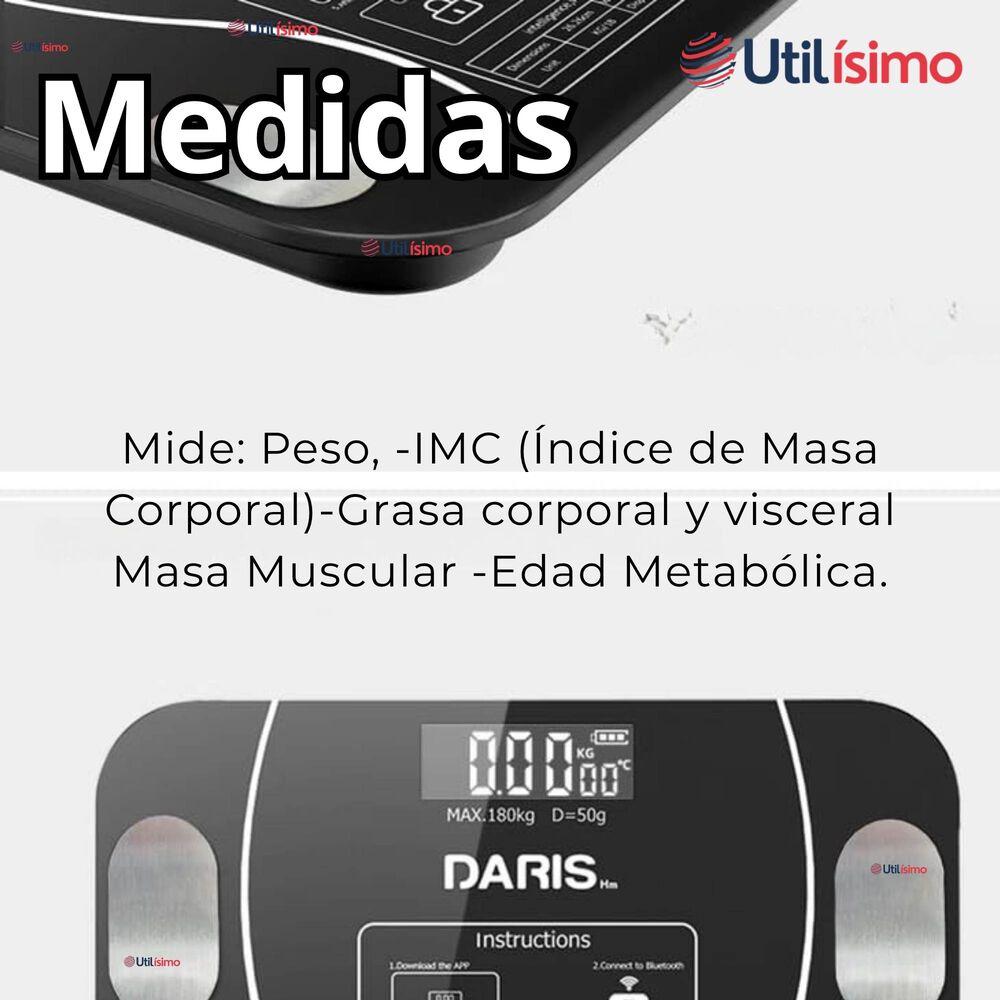 Balanza Pesa Digital Inteligente App Bluetooth Báscula Recargable image number 6.0