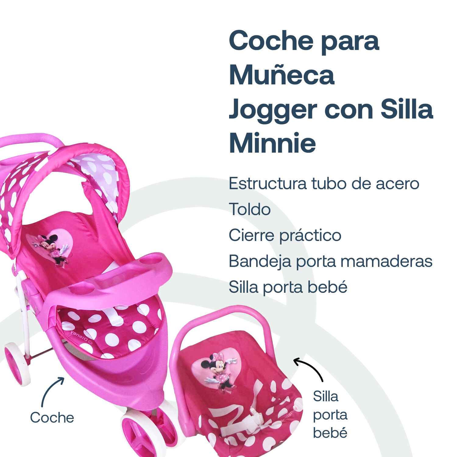 Coche Travel Jogger De Juguete Para Mu&ntilde;eca Minnie Disney image number 3.0