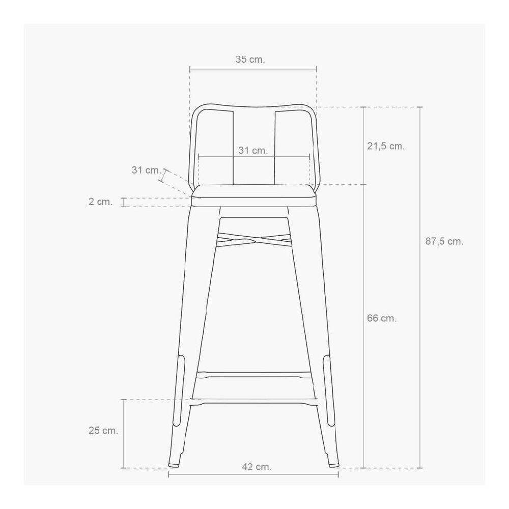 Pack 4 Taburetes Tolix Madera Clara (66cm) image number 1.0