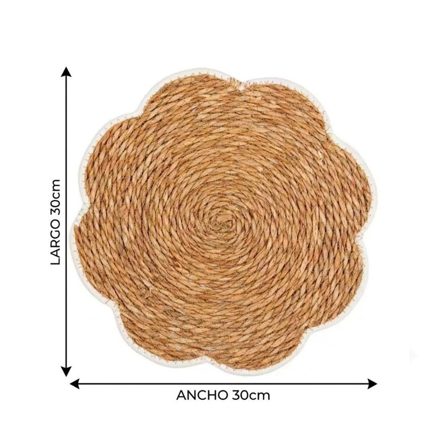 Pack 4 Individual Mesa Tejido Forma Flor Borde Blanco Festoneado 30cm image number 4.0