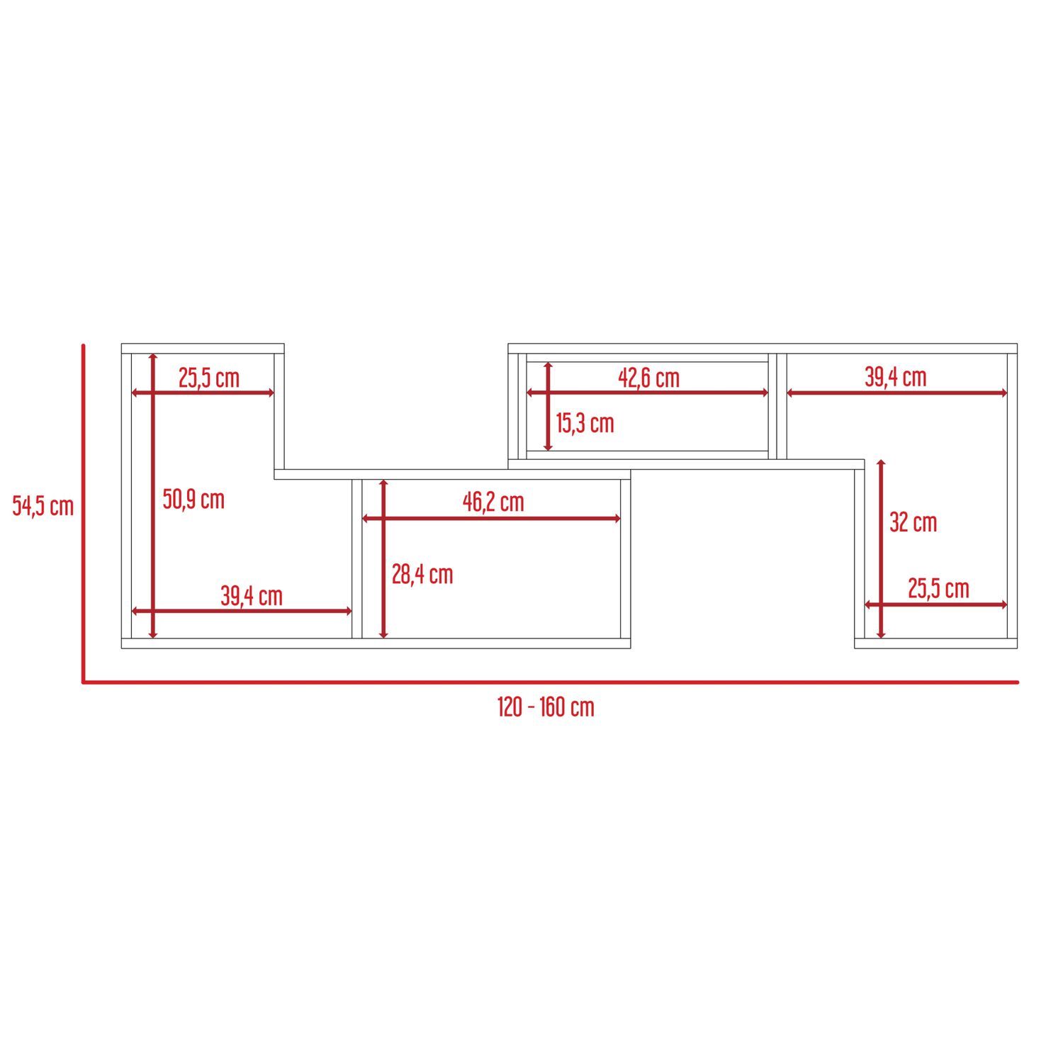 Rack Tv 50" Extensible 120/160 Cm image number 7.0