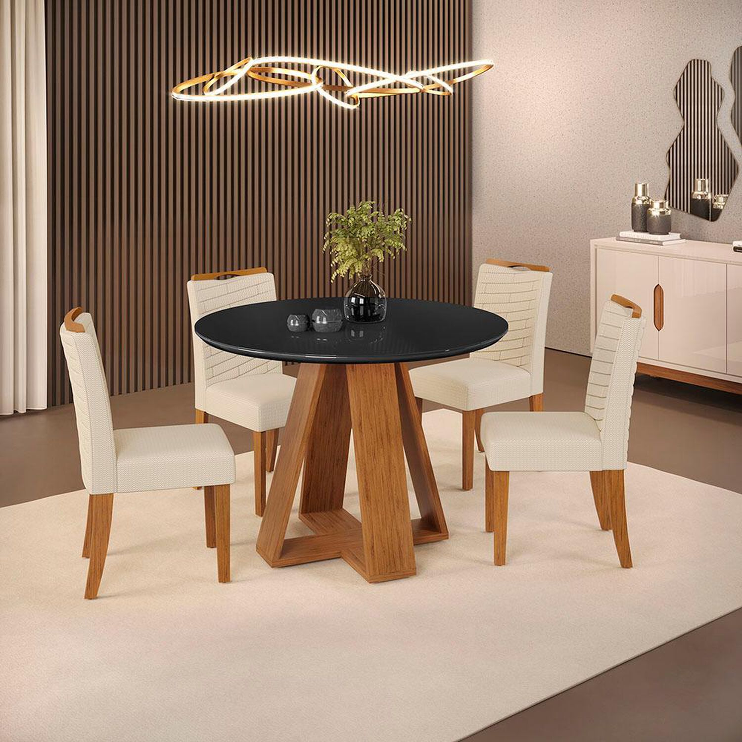 Juego De Comedor Vekkahome Celeste Julia / 4 Sillas image number 0.0