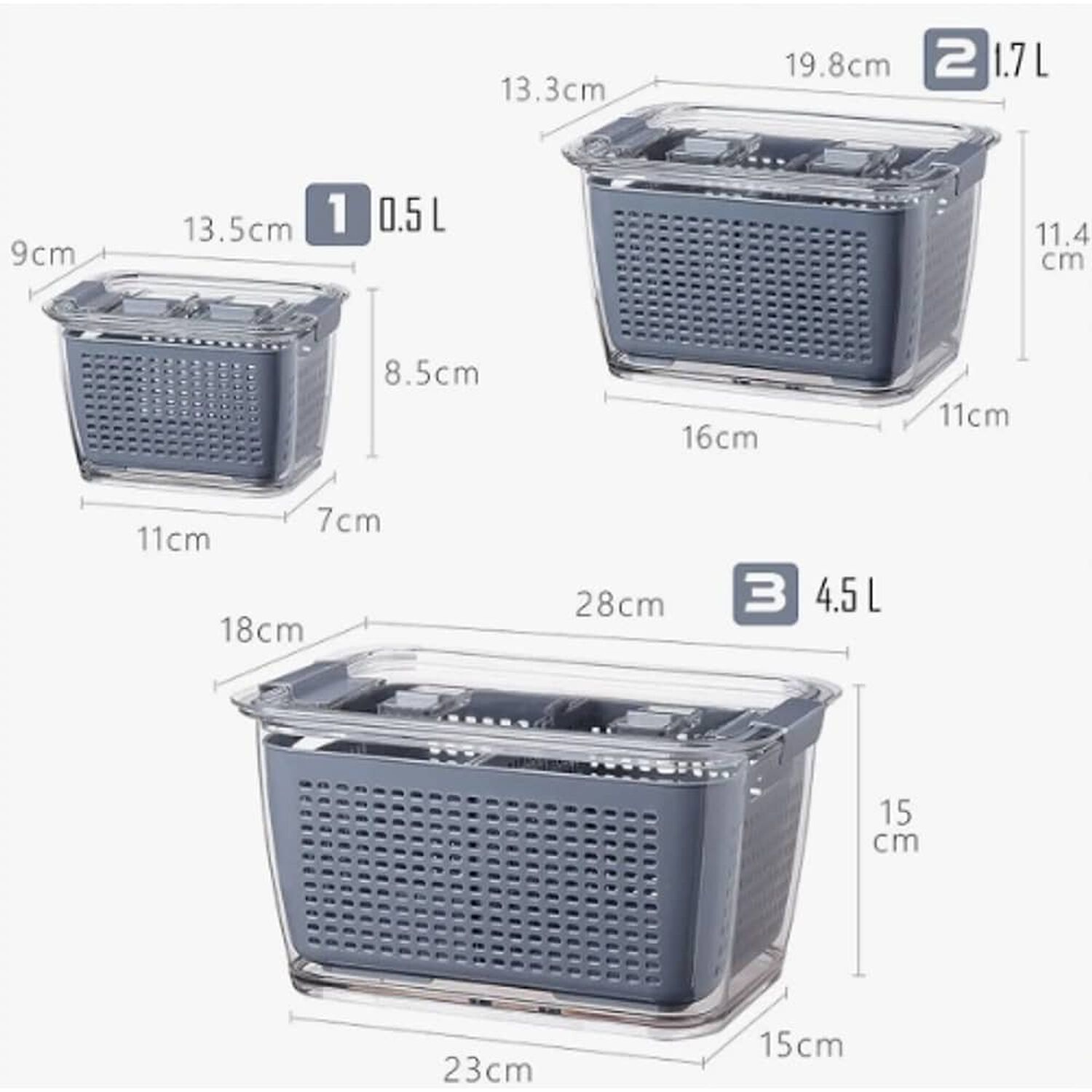 Organizador Refrigerador Cocina Set De 3 Contenedores Tapa image number 2.0