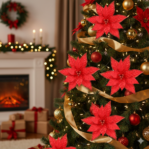 Adorno De Navidad Casaideal Flor Roja