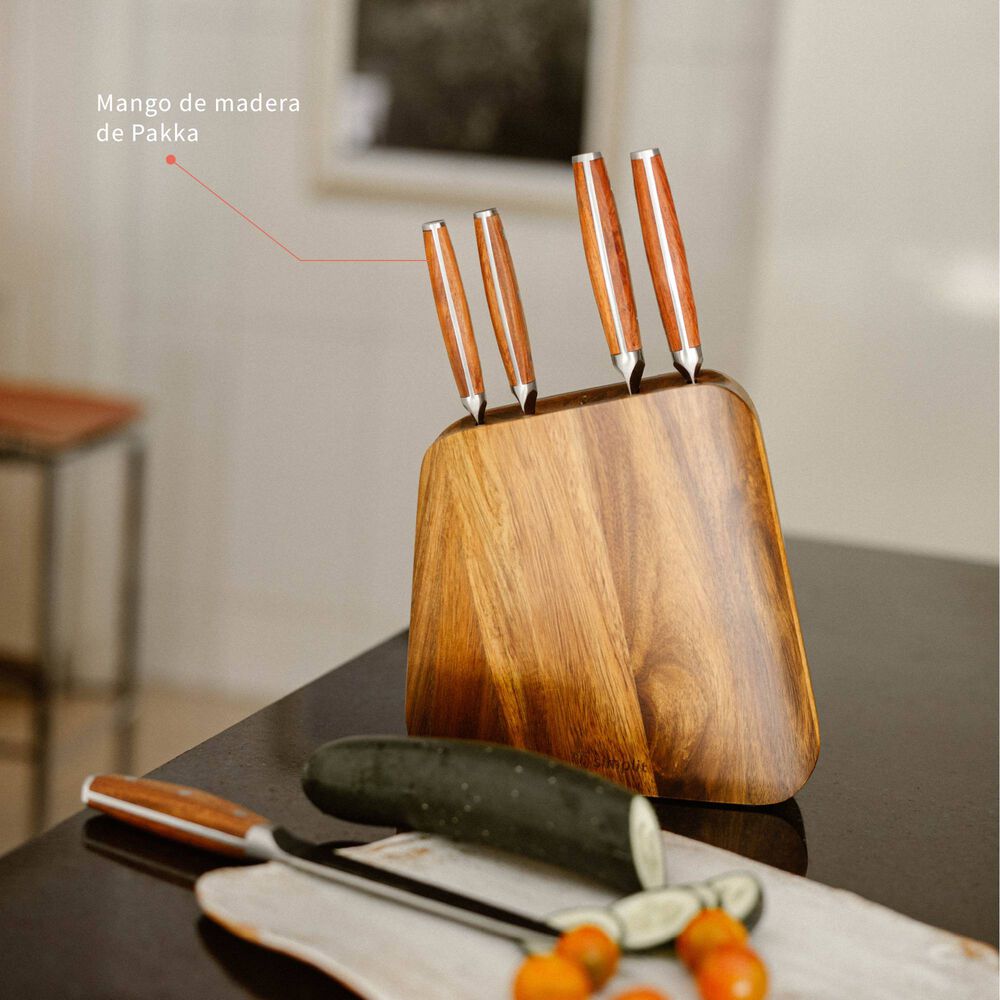 Set Cuchillos Holz 5 Pcs Acero Inoxidable + Taco Simplit image number 5.0