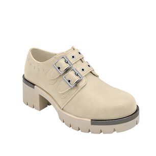 Botin Para Mujer Color Beige, Doble Correa, Bajo El Tobillo