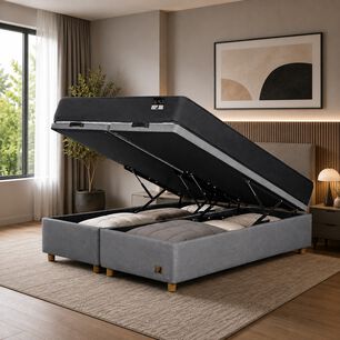Cama Ba&uacute;l Mons Black / 2 Plazas / Base Dividida