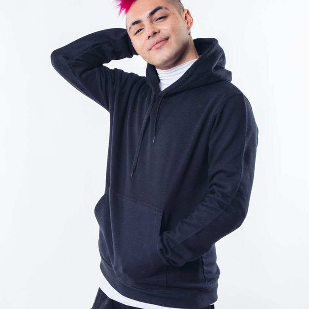 Poleron Negro Canguro Hombre Relaxed Fit Para Estampar image number 2.0