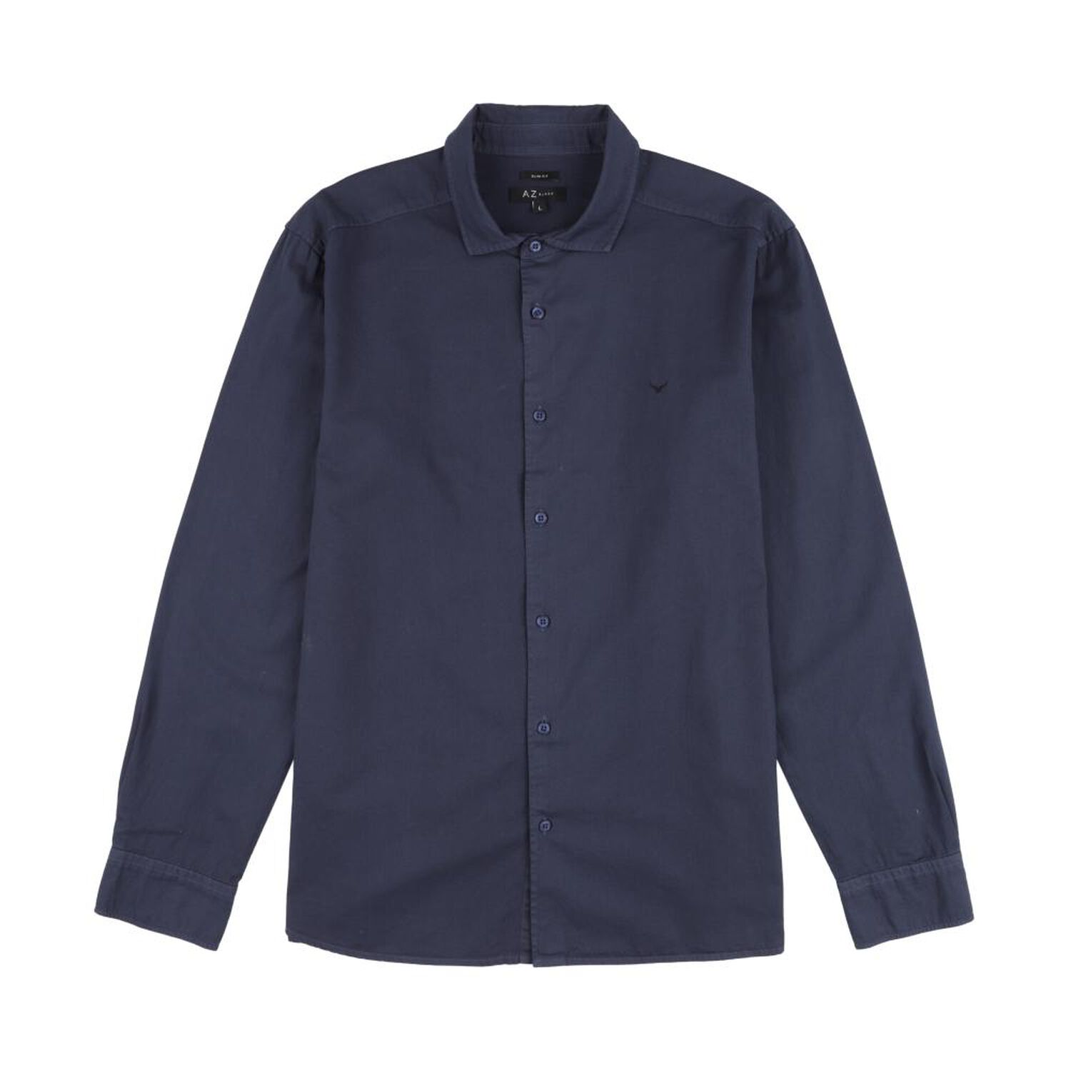 Camisa Lisa Slim Manga Larga Hombre Az Black image number 0.0