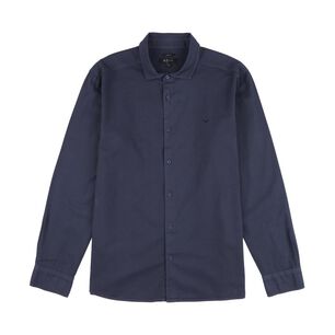 Camisa Lisa Slim Manga Larga Hombre Az Black