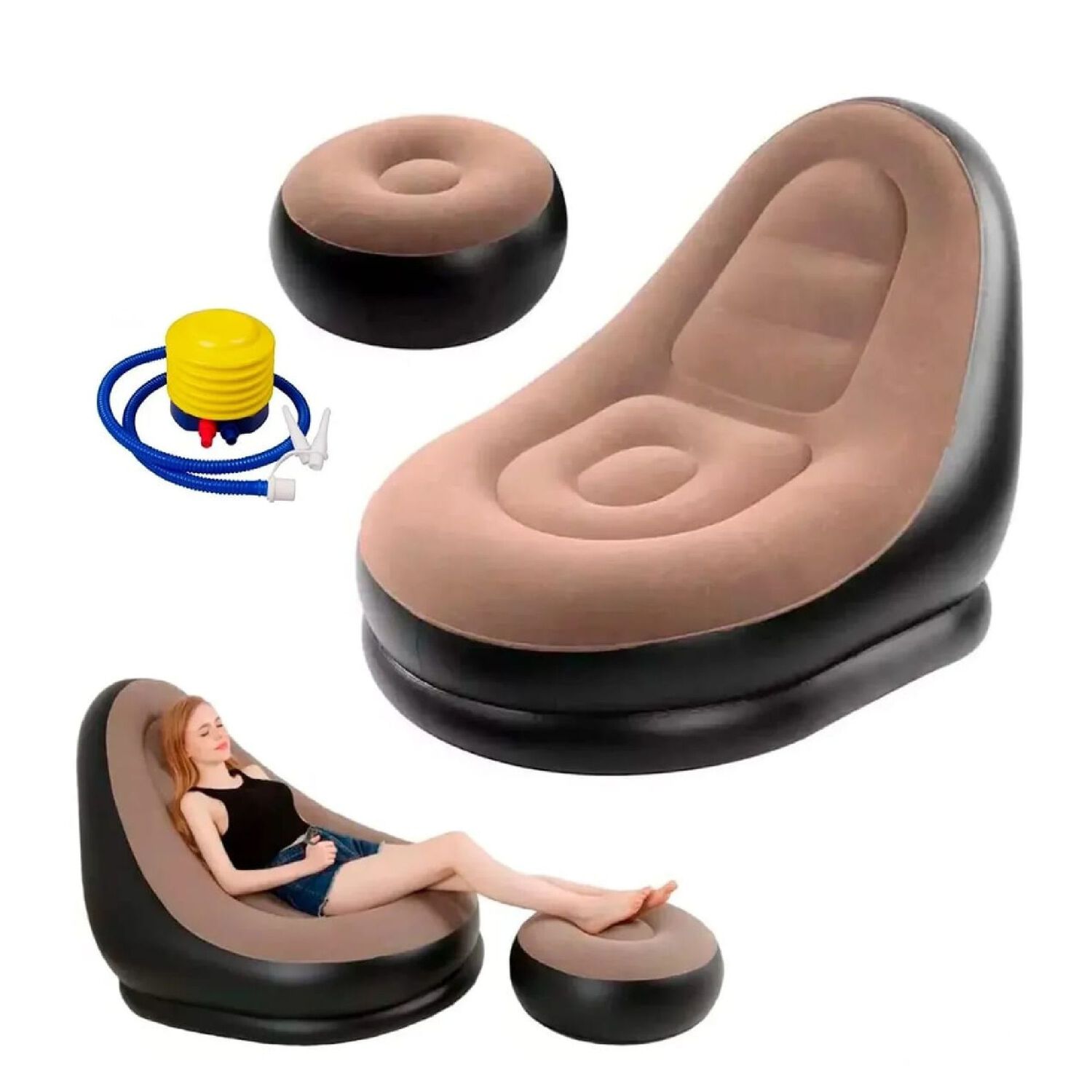 Sofa Con Reposa Pies Inflable Puff Sillon Portatil. image number 0.0