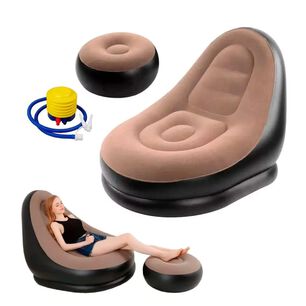 Sofa Con Reposa Pies Inflable Puff Sillon Portatil.
