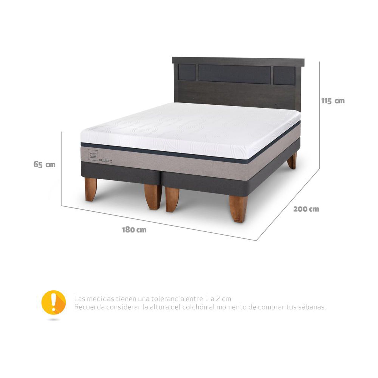 Cama Europea Cic Balance / King / Base Dividida + Respaldo image number 3.0