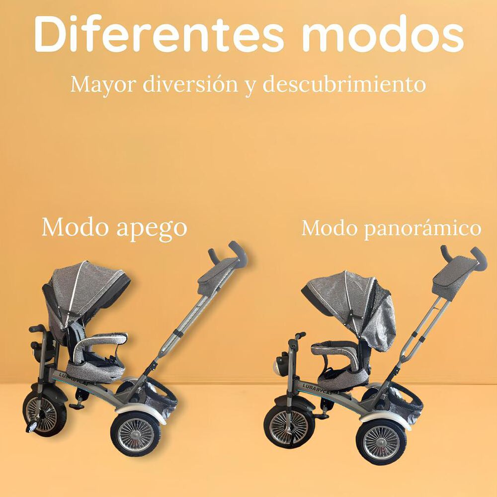 Triciclo Multifuncional 360° Con Luces Lubabycas Gris image number 6.0
