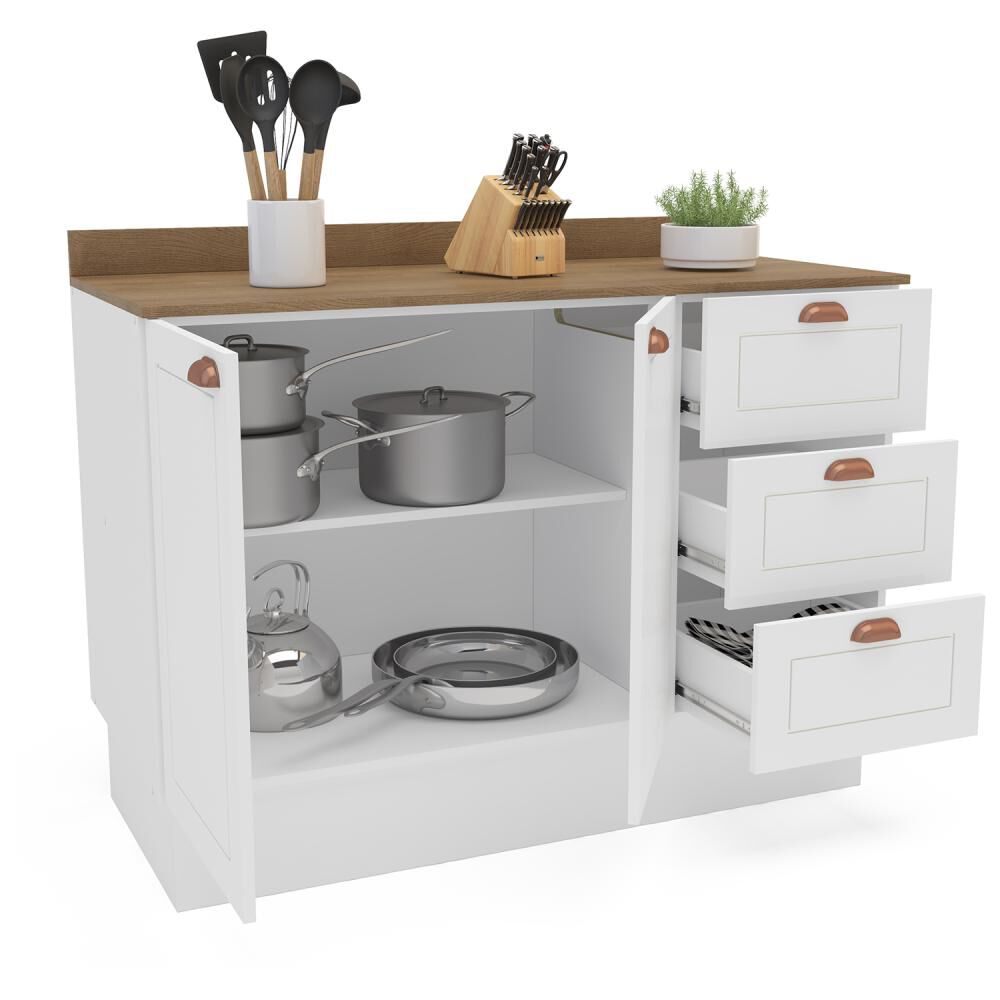 Mueble De Cocina Base Vekkahome Perola 2puertas 3cajones Blanco/caf&eacute; image number 3.0