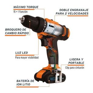 Taladro Atornillador Inal&aacute;mbrico 3/8 12v + Bat + Car Truper