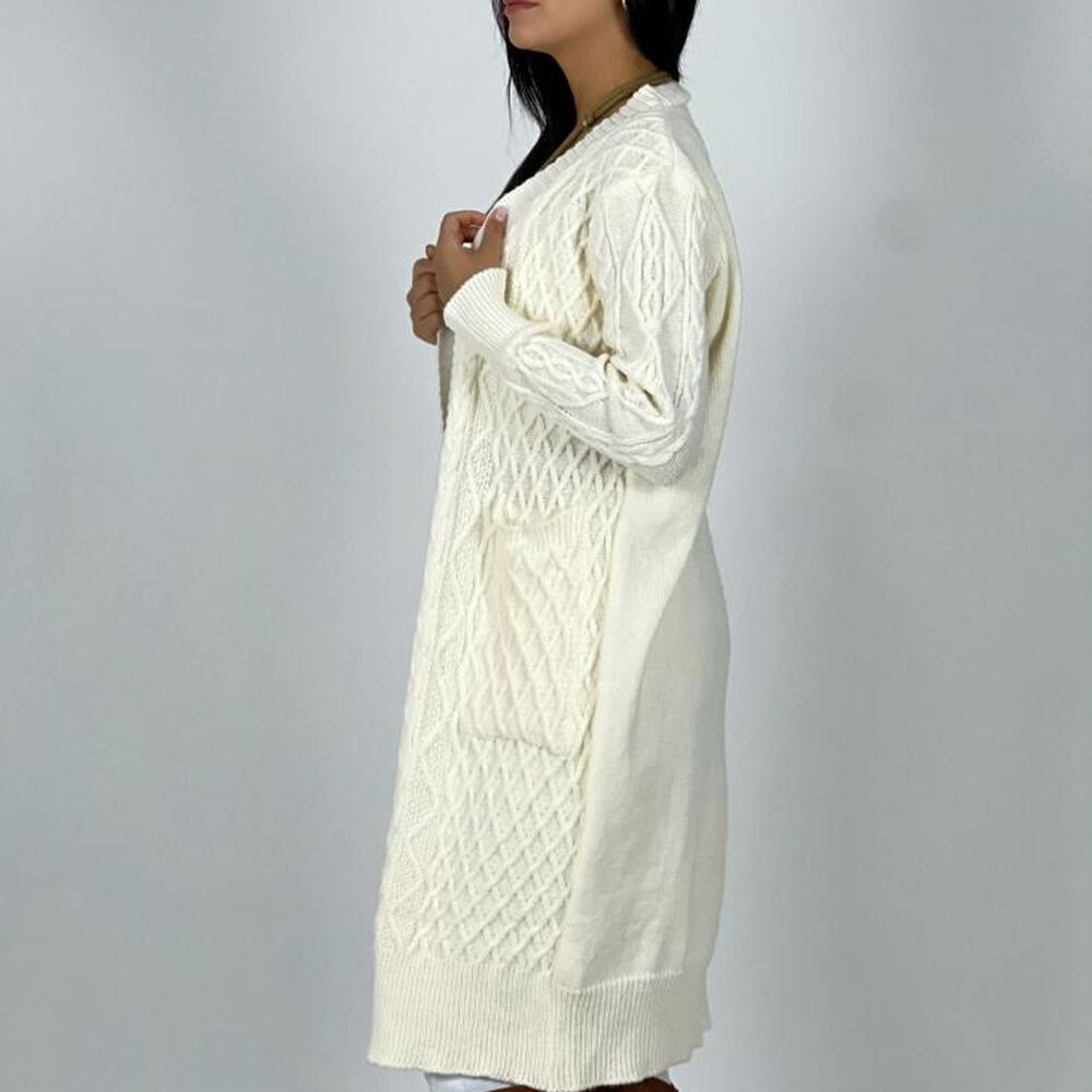 Cárdigan Bolsillos Diseño Blanco Invierno image number 2.0