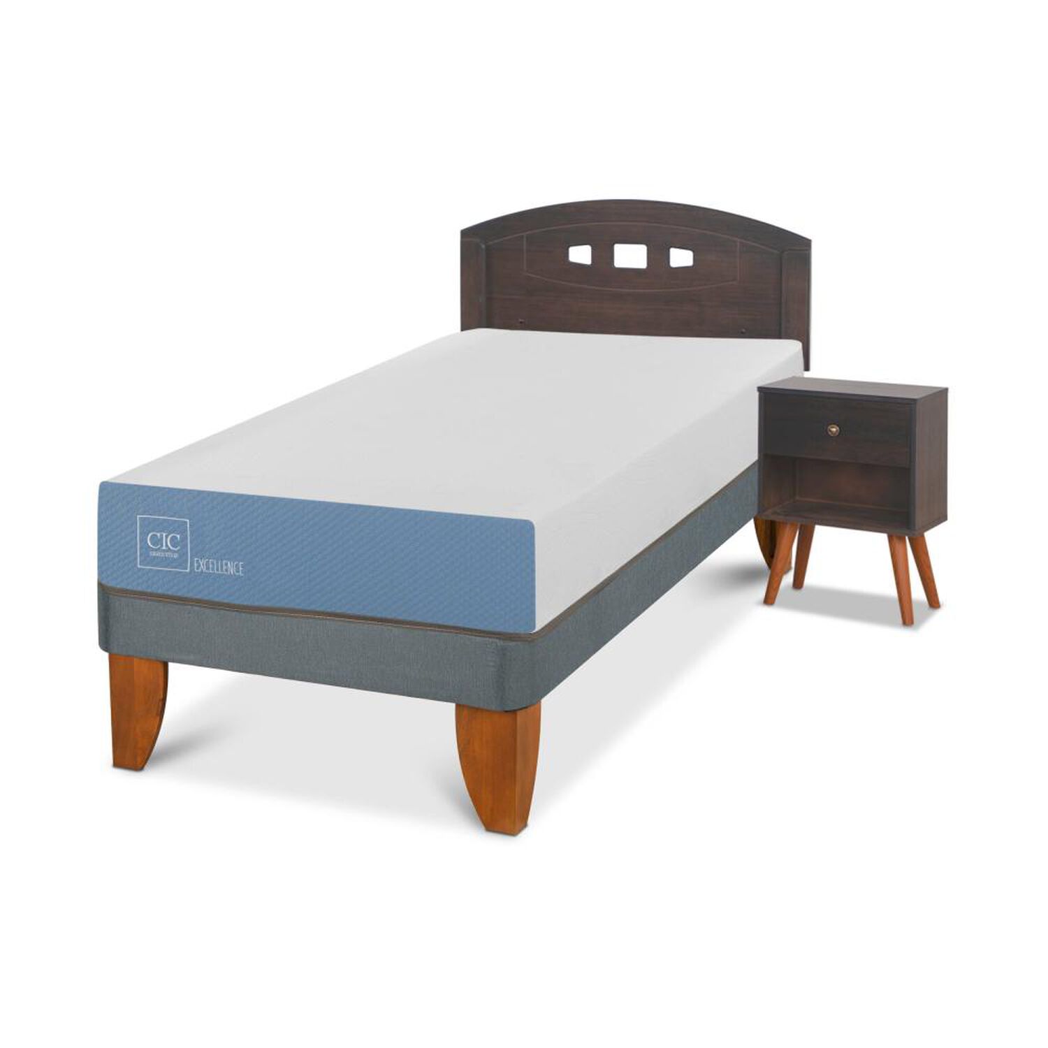 Cama Europea Cic Excellence / 1 Plaza / Base Normal + Set De Maderas image number 1.0