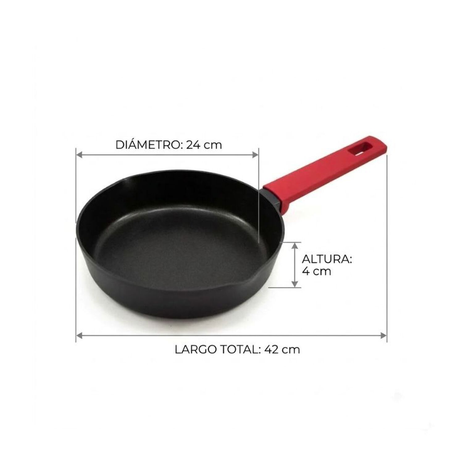 Sart&eacute;n De Aluminio Antiadherente Mango Rojo Cocina image number 1.0