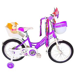 Bicicleta Aro 16 Infantil Con Peluchero Lila Fnsx