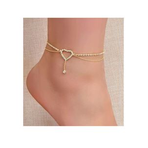 Pulsera Tobillera Diamante De Imitación Adorno De Corazón