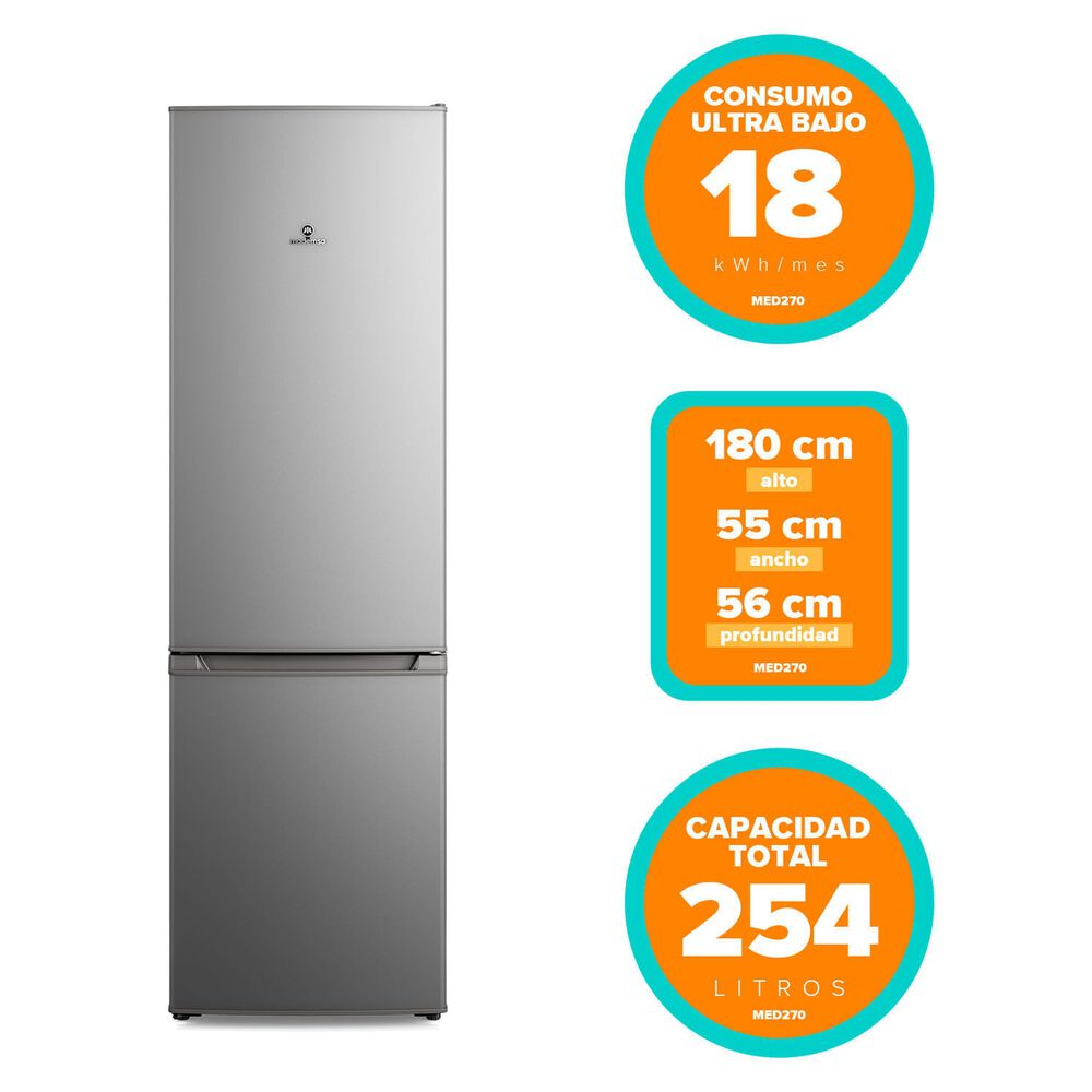 Refrigerador 262l Fr&iacute;o Directo Bottom Freezer Med270 Silver image number 1.0