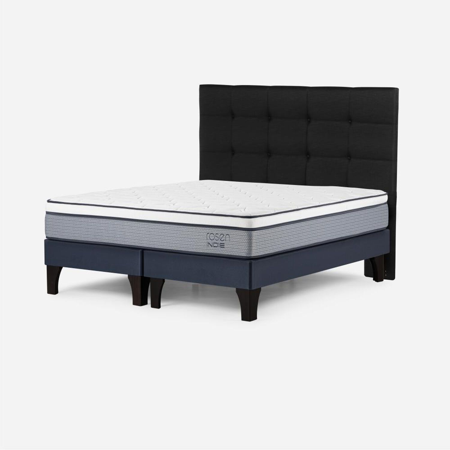 Cama Europea Rosen Indie / 2 Plazas / Base Dividida + Respaldo Issey Grafito image number 2.0