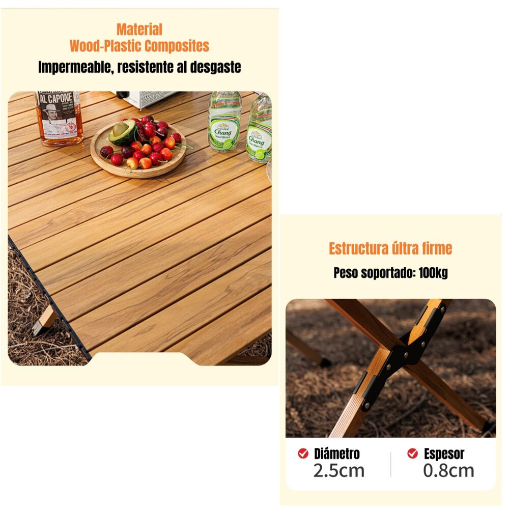 Mesa De Camping Plegable Impermeable 120x58cm Kemi image number 6.0