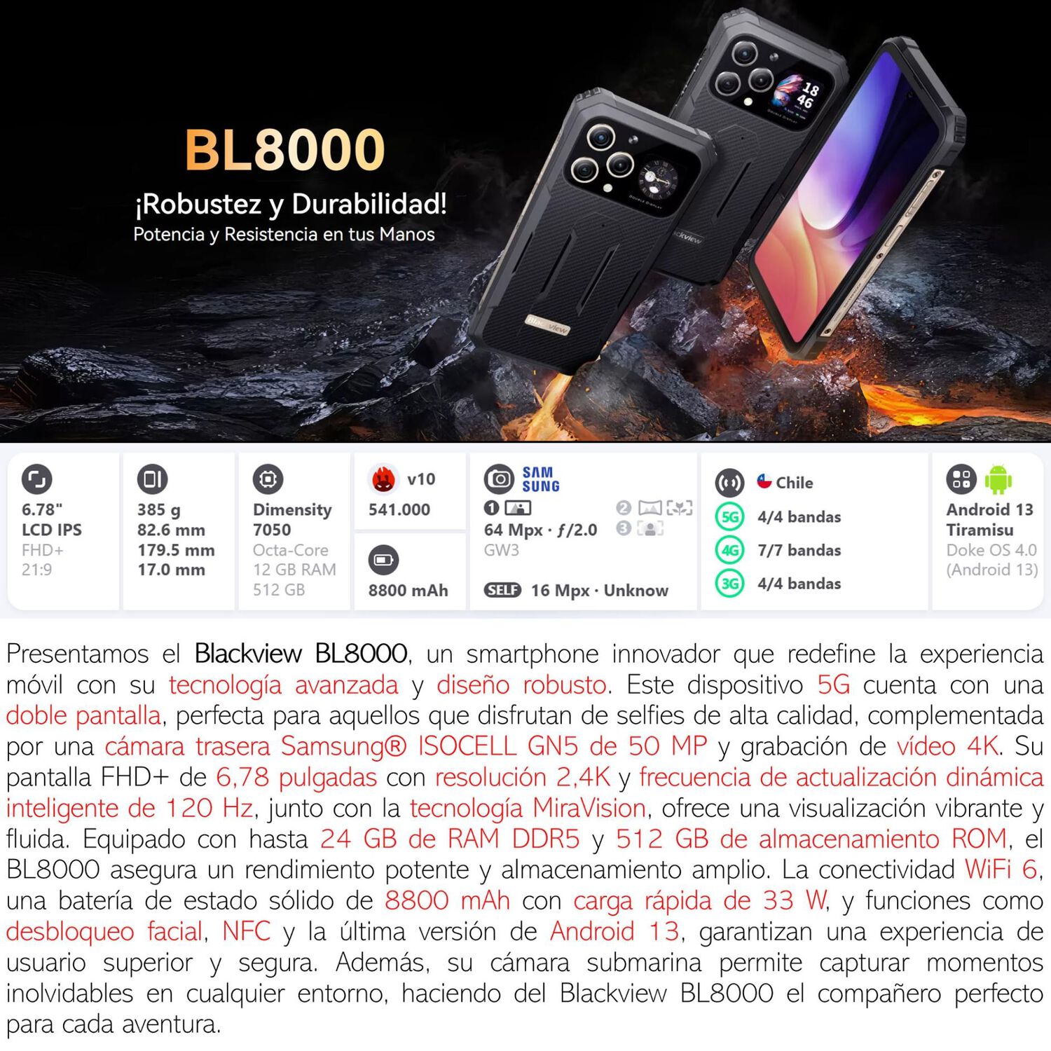 Blackview Bl8000 - Resistente 5g, Ip68, Ip69k Y Mil-std-810h image number 1.0