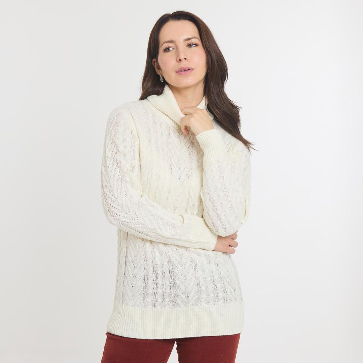 Sweater Trenzado Manga Larga Cuello Alto Mujer Geeps image number 0.0