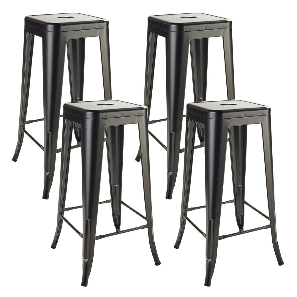 Pack 4 Pisos De Bar Metal Tolix Negro image number 0.0