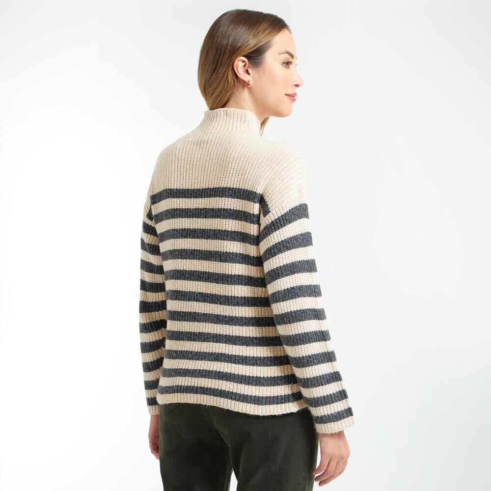 Sweater Melange Listado Cuello Alto Mujer Geeps image number 3.0