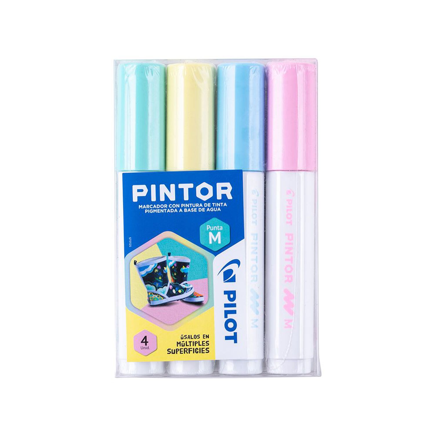 Pintor Set Amarillo, Verde Pastel, Azul Pastel, Rosado Punta Media image number 0.0