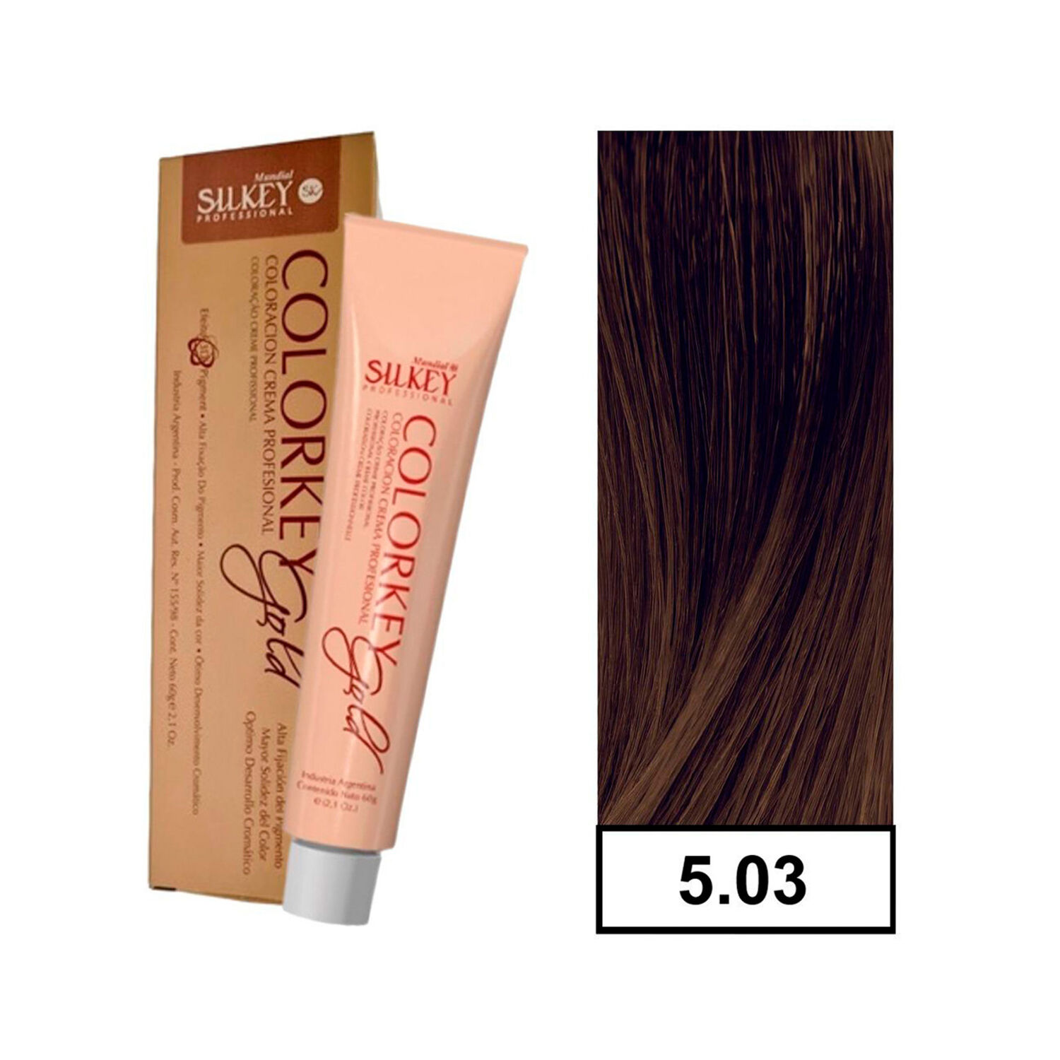 Colorkey Gold - Tintura Permanente Efecto 3d Pigment 60gr + Oxidante - Nc 5.03 Casta&ntilde;o Claro Lev. Calido image number 0.0