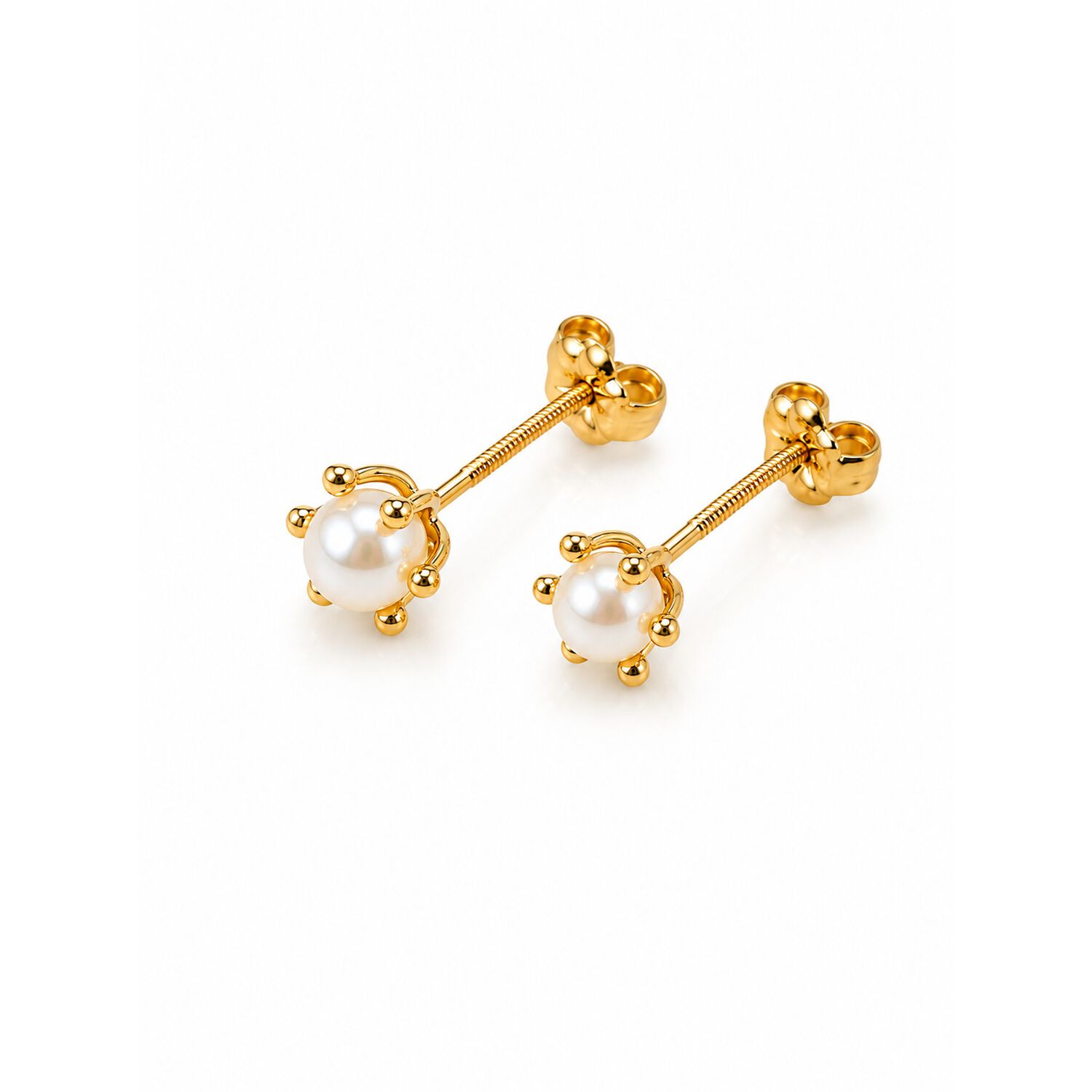 Aros Perla Cultivada Pistilo 4mm N2 Oro 18k 1.30gr Mujer Dorado image number 1.0